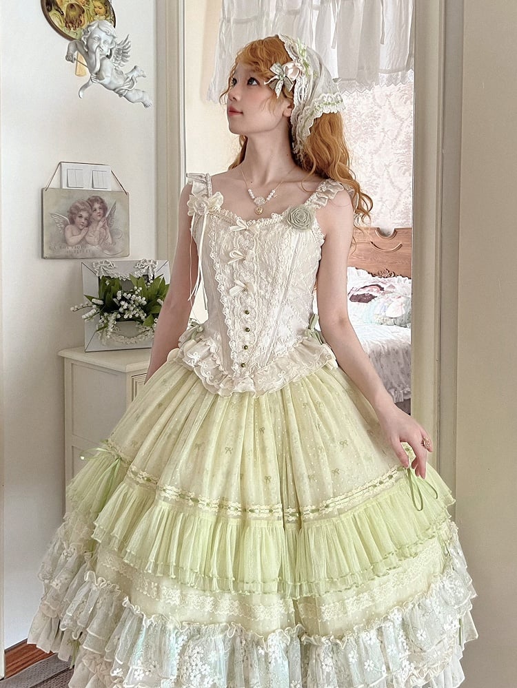 Ivory Bead Boned Corset Top Heart Jacquard Fabric - Amor Design