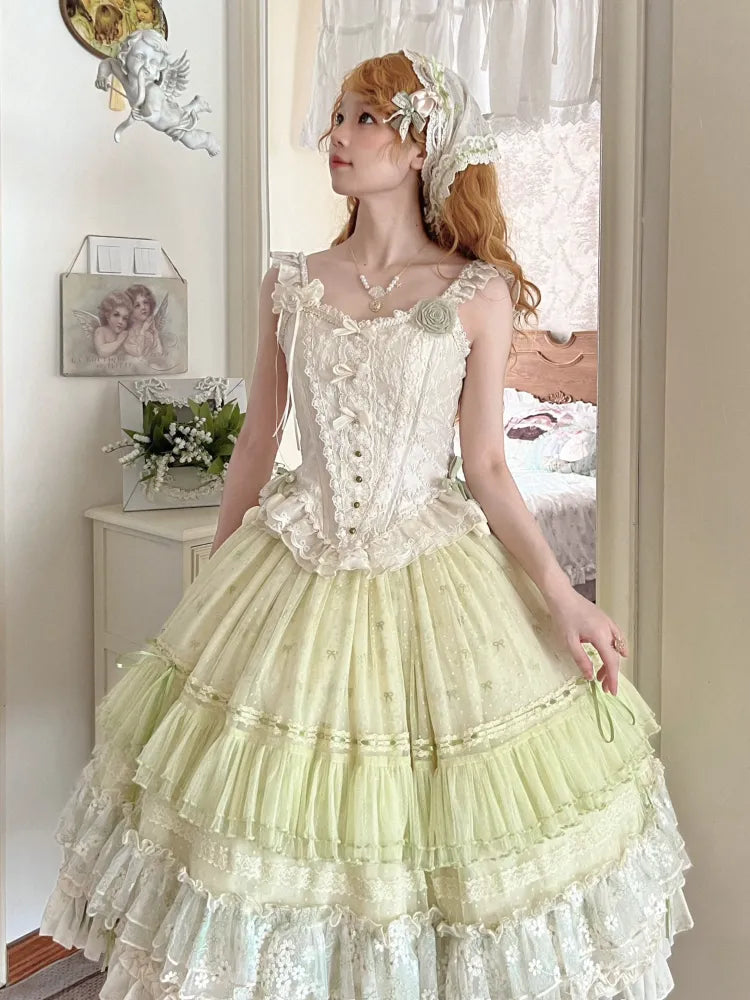 アイボリービーズディテールファブリックハートコルセットジャカードボーントップ