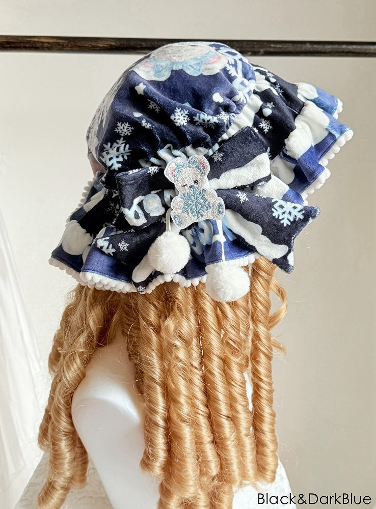 9 Color Options Sweet Lolita Baby Hat with Pompom Bow Accent