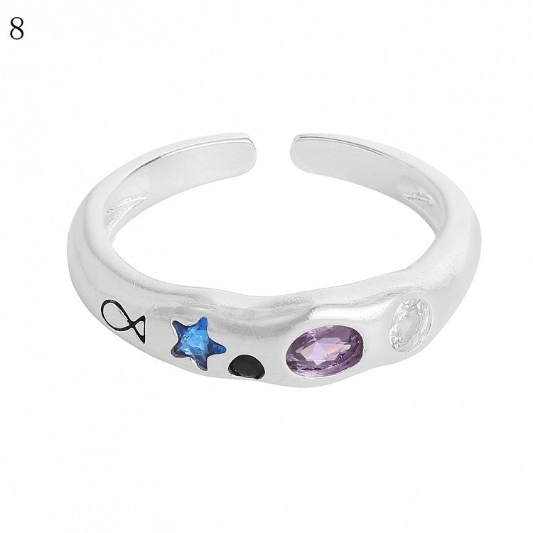 Ring 9 Strass Y2K Bittersüß Verzierte Optionen