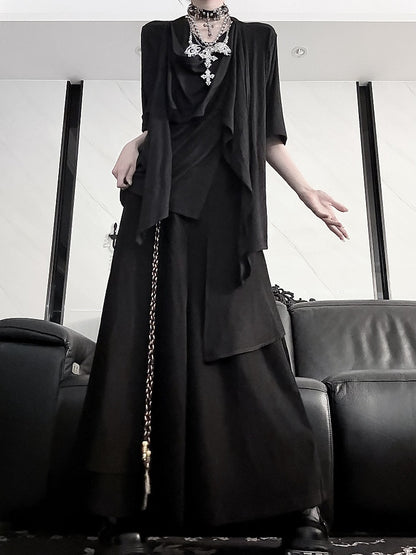 Dark Top Sleeve Ouji Gray with Neckline Short/Long Lolita Scarf
