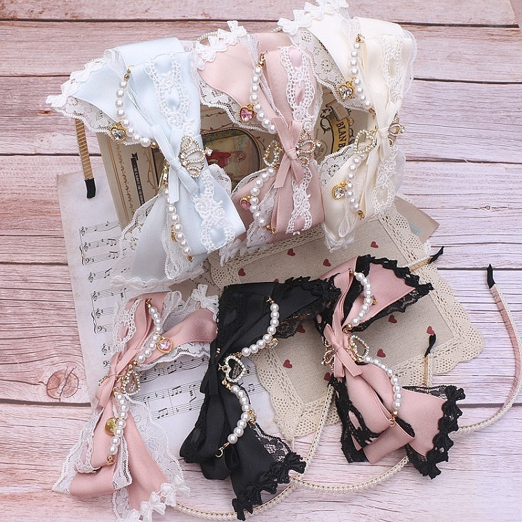 Color KC Lace Jirai 8 Decor with Bowknot Kei Crown Options Rhinestone