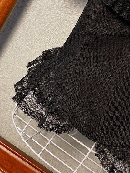 Neckline Short Blouse 89-108CM Black for Sleeves L Clearance-Size Square Bust