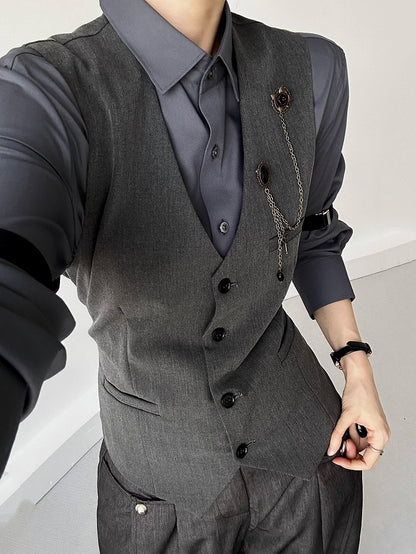 Long Button Cuffs Ouji Shirt Pointed Flat Gray Sleeve Modal Lolita with Dark Collar Unisex