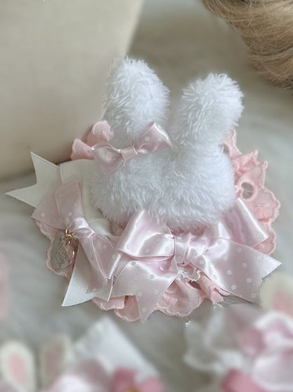 Rabbit Decoration Hairclip Pink Polka-dot Bows Pattern And