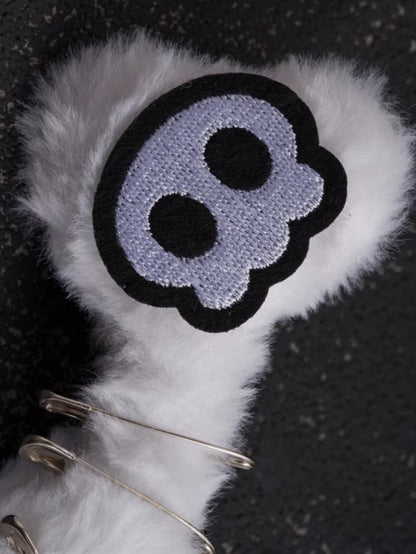 Skeleton Applique Details Pin White Plush Hairclip Bone Gothic