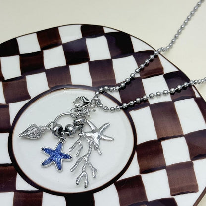 Und Seestern Muschel Anhänger Y2K Halskette Bittersüß Koralle Blau