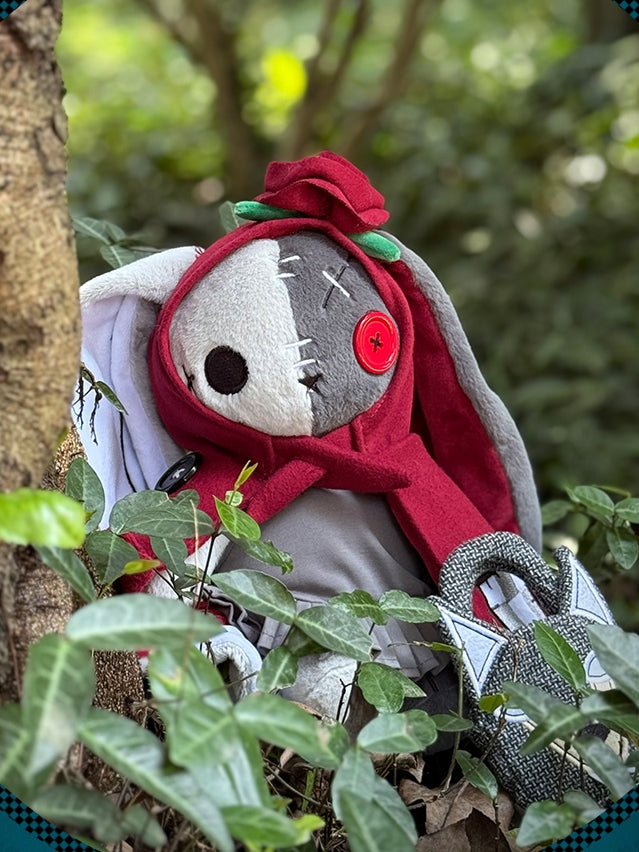 A White Bone Kawaii with Gray Guro Rabbit Plush
