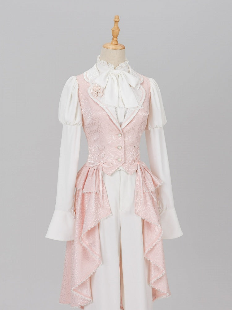 Lolita Prince Blazer with Cherry Blossom Pin and Trailing Hem - DevilInspired Exclusive Collection