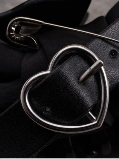 Schwarz mit Clip-Charme Gothic Bowknot Claw Heart verzierte Schnalle