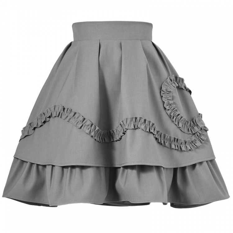 グレースタイルのフリルボウダブルレイヤーAラインスカートプレッピー
