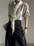 Sleeves Short with Light Shirt Accents Ribbon Ouji Green Flowing