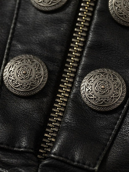 Black Faux Leather Shorts with Lace Trimmed Hems - NO ROMANCE