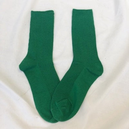 Socks Colors Cute Solid-Color Cotton 10 JK