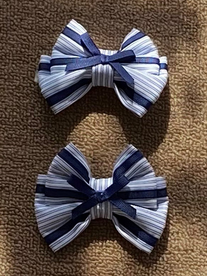 Bowknot / Dark Blue White Hairclip