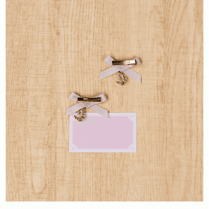 Jirai Kei – Altrosa Perlen-Haarspangen mit Mond/Herz und Schleife