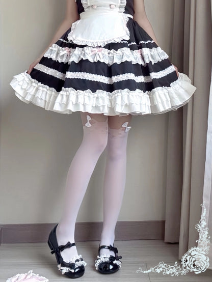 Mary with - Design Lolita Bead Low-heel Details Sweet Leather Black PU Janes