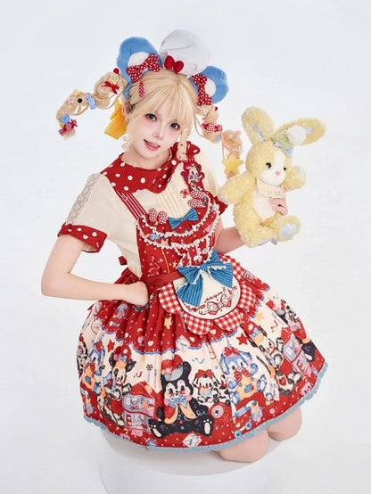 Puppy's Toy House Red Sweet Lolita Overall Dress / Full Set
