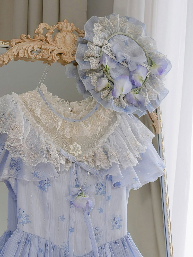 Hat Blue Pansy Elegant Lolita Decorated
