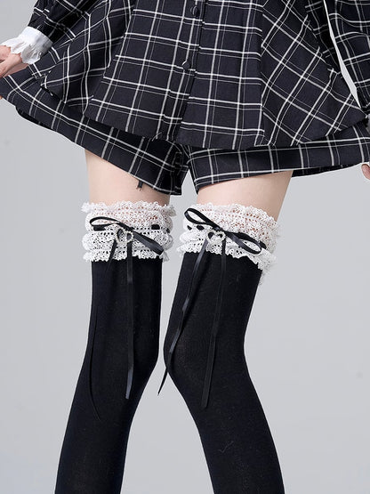 Stockings Colors Rhinestone Bow Decoration Heart 4 Lace