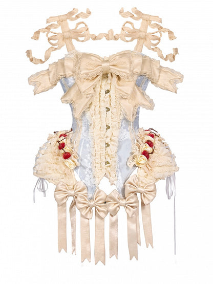 Cherry Mousse Corset with Detachable Straps & Bow - Blood Supply