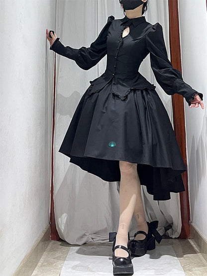 Sleeves Gothic Lolita Shirt Long Black