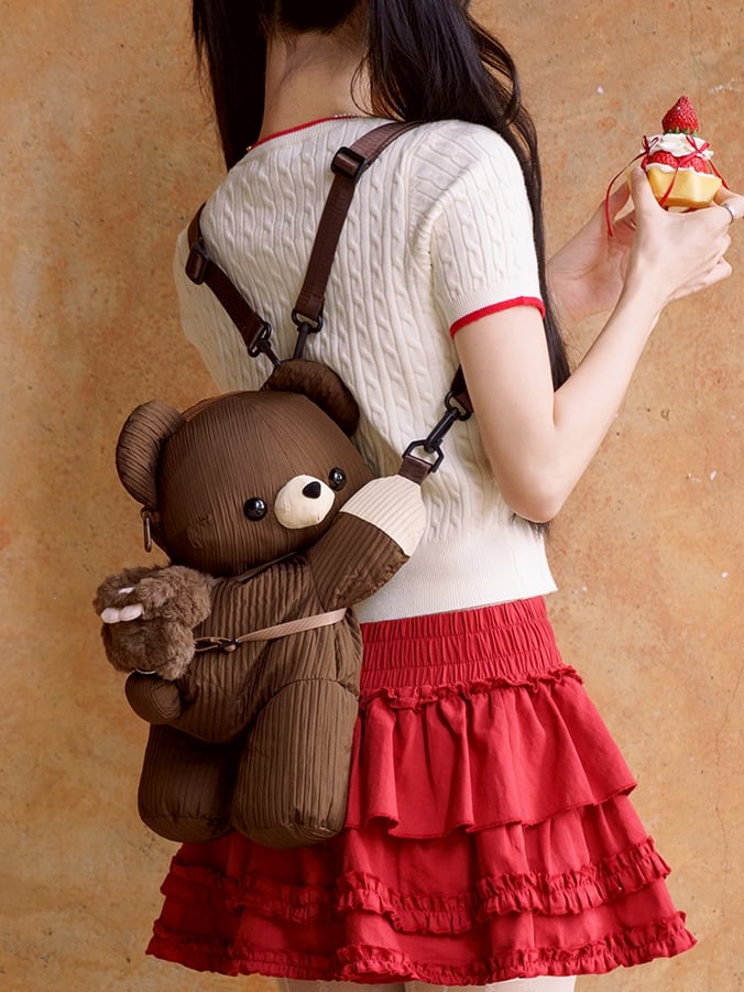 Bag Size Bear Plus Cute Brown Backpack/Crossbody