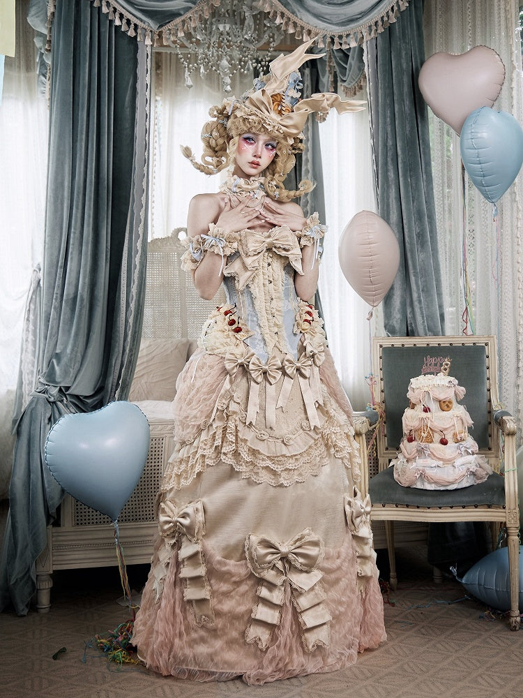 Vintage Apricot Lace Boned Bustle Petticoat - Blood Supply