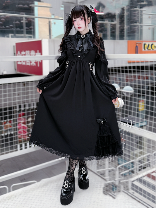 Kei Intricate Waist-Defining Black Clean Cutouts and Elegant Jirai with Dress Lace