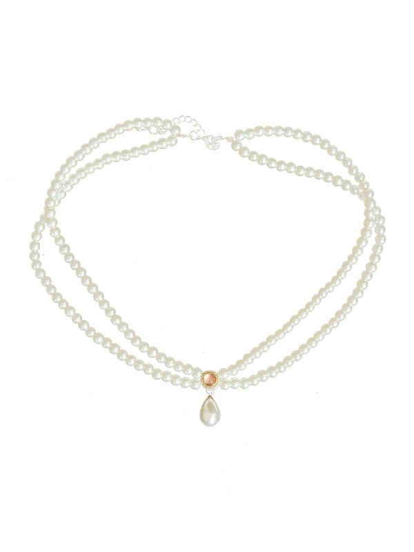 Halskette Rosa Perlen Strass Lila /