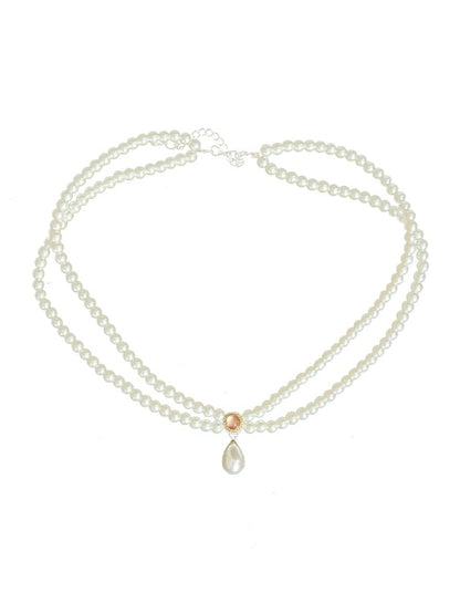 Halskette Rosa Perlen Strass Lila /