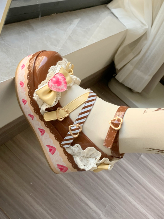 Shoes Chocolate Platform Cake Jane Lolita Strawberry Mary Brown Sweet