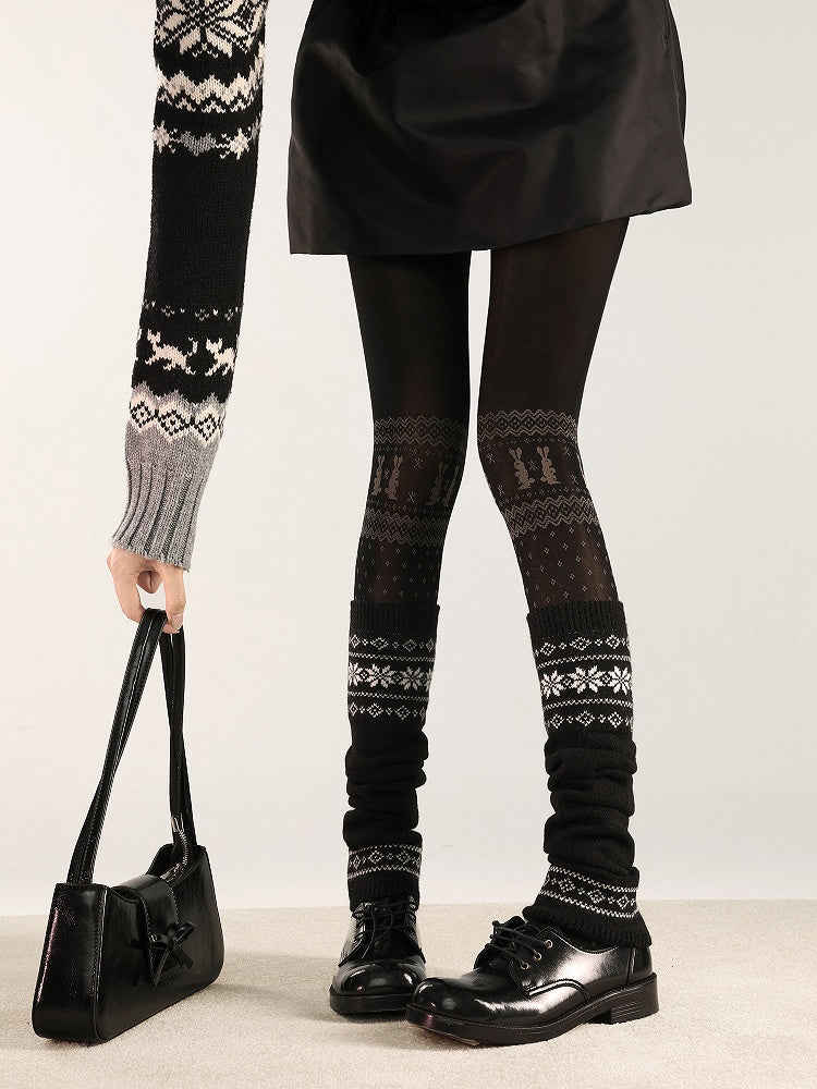 Bunny Print Colors Geometric 4 and Tights