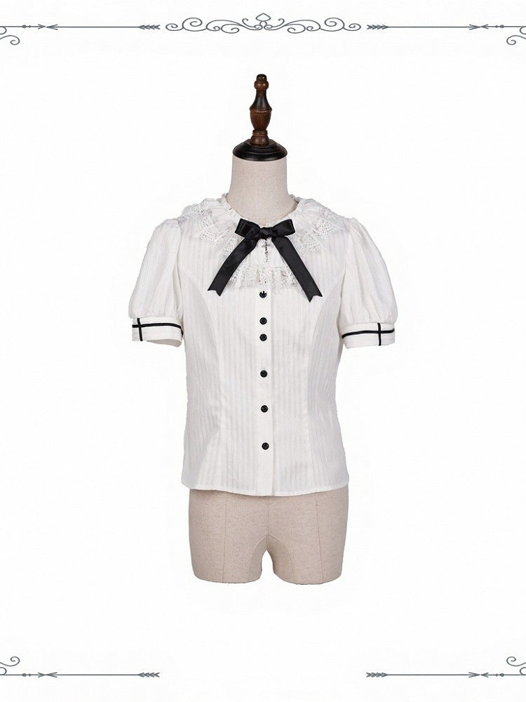 White Short Puff Sleeve Blouse for Lolita - iris de nuit