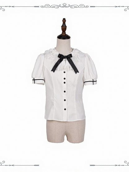 White Short Puff Sleeve Blouse for Lolita - iris de nuit