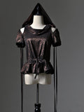 Waist Hood Shoulders with Cutout Drawstring Detachable Top