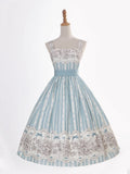 Version Jumper and Lolita Skirt Print Blue Classic Floral Clock Long