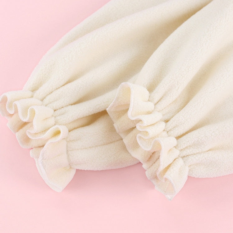 Sweet Beige Pink Gingham Bunny Ear Hooded Jacket with Embroidery Ruffle Details - serendipity