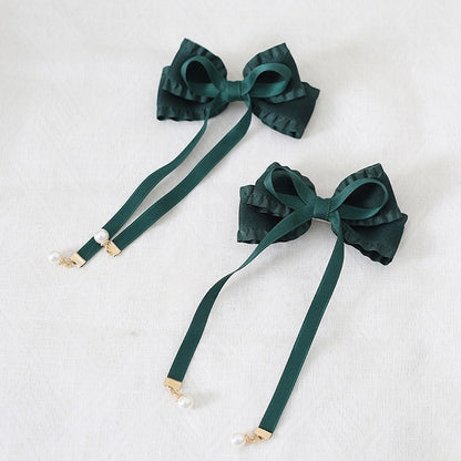 Pair Decorations Ribbon with of Bead Hairclips Colors Bowknot A Sweet 8