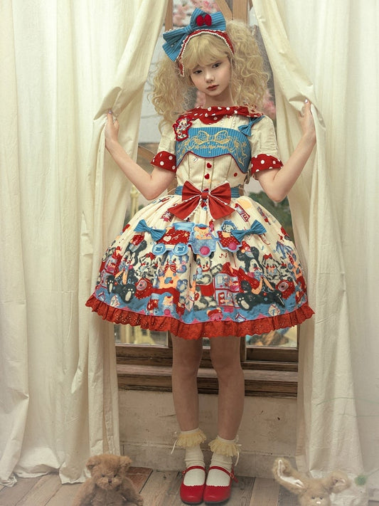 Puppy's Toy House Creamy High Waist Sweet Lolita JSK / Full Set