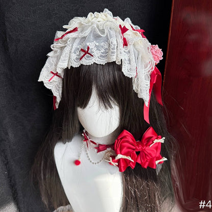 Hime - Set Hairband Lolita Accessory White Red