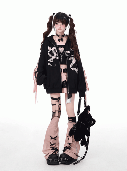 取り外し可能なリボン付き、ピンクのビタースイートなミニティアードスカート