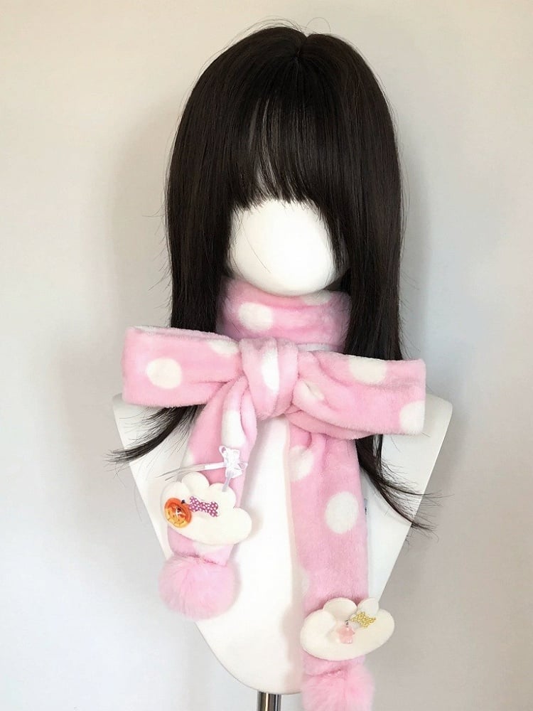 Pink Scarf with White Wings and Dots - freetrader