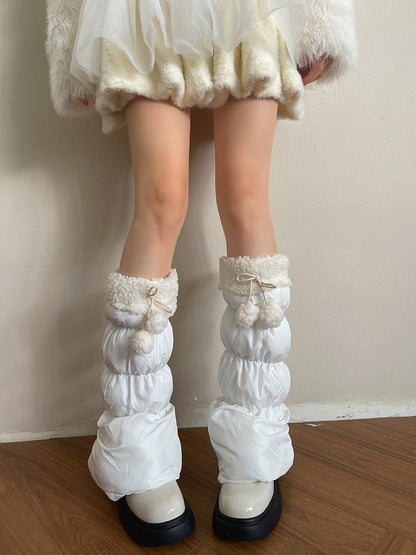 Pom-Pom Leg with Decorations Trim Warmers Fleece Colors 5 Puffer