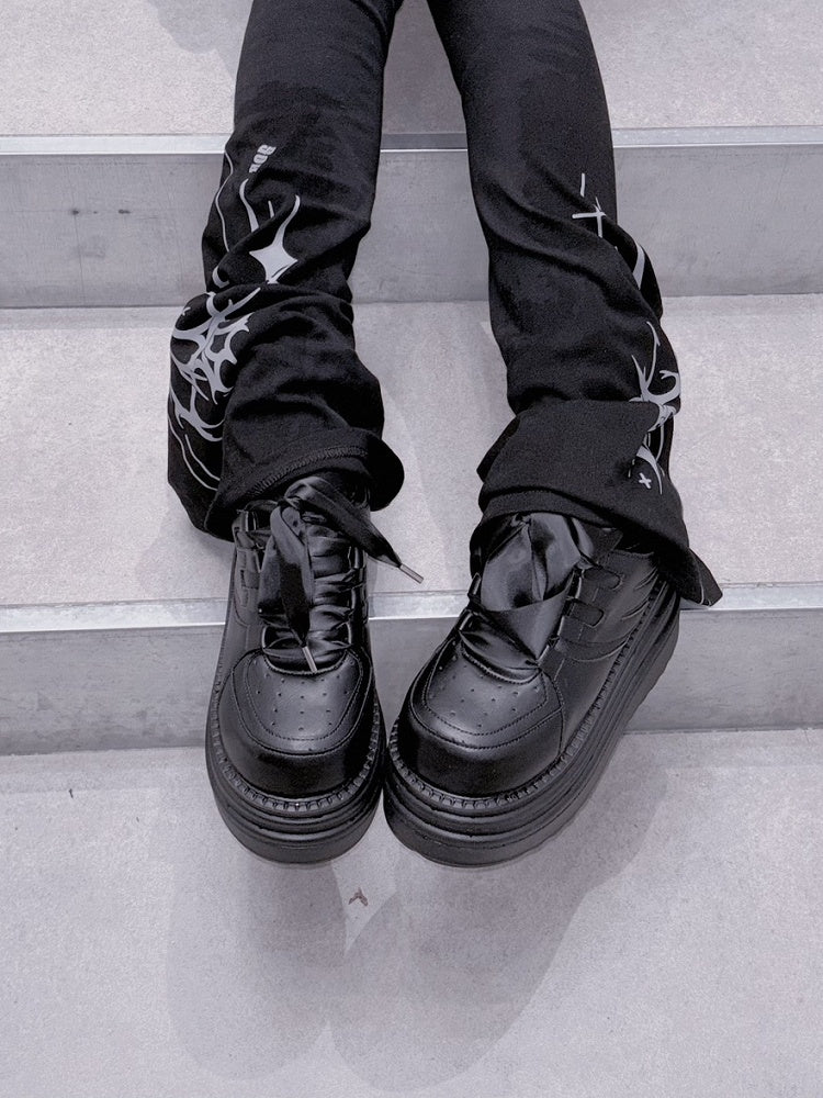 Black Lace-up Closure Jirai with Design Platforms Kei