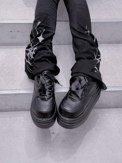 Black Lace-up Closure Jirai with Design Platforms Kei