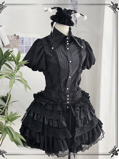 Pointed Clown - Ouji Black Outfit Vibes Collar Lolita Circus