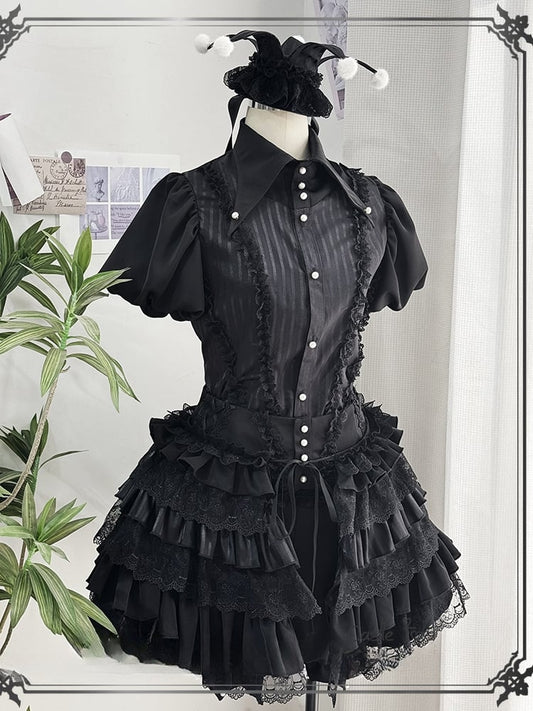 Pointed Clown - Ouji Black Outfit Vibes Collar Lolita Circus