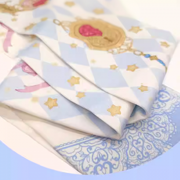 Yume Kawaii Blue Diamond Pattern Bow Print Sweet Lolita Over Knee Stockings