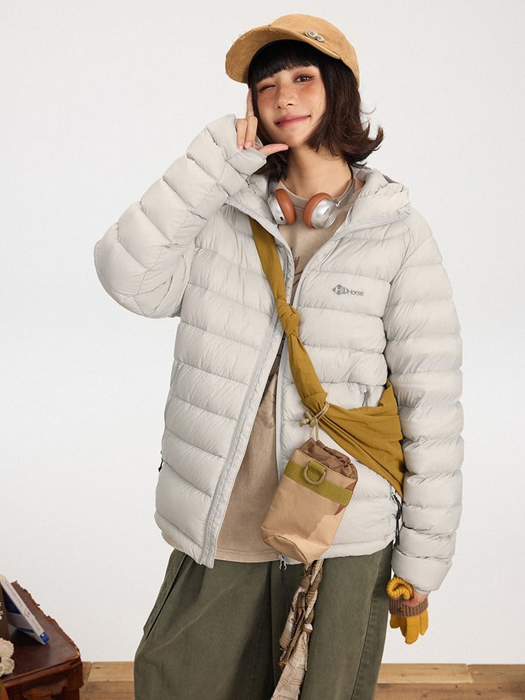 Hooded Baffle Jacket Gray/Black Construction Down